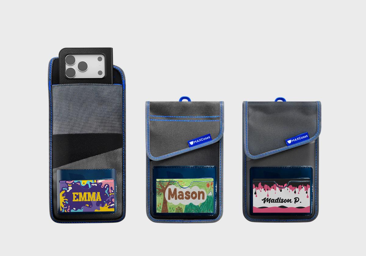 MAX ShieldBloc Phone Pouch with RF Blocking ID Pocket and Velcro Closures (Grey) thumbnail