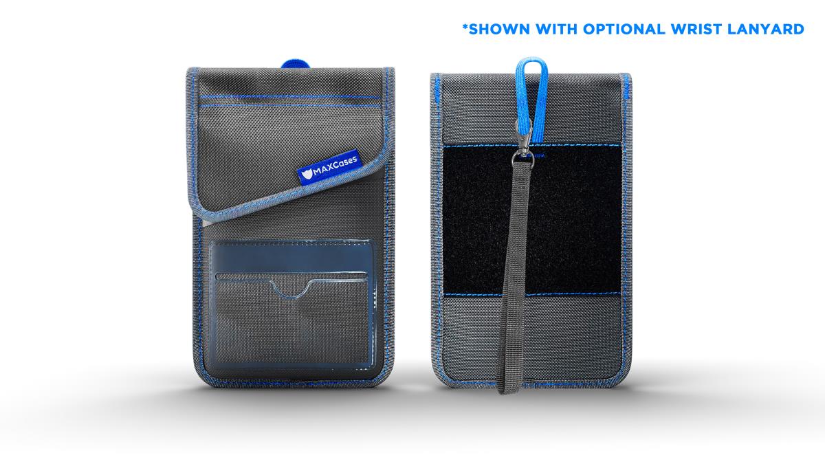 MAX ShieldBloc Phone Pouch with RF Blocking ID Pocket and Velcro Closures (Grey) thumbnail
