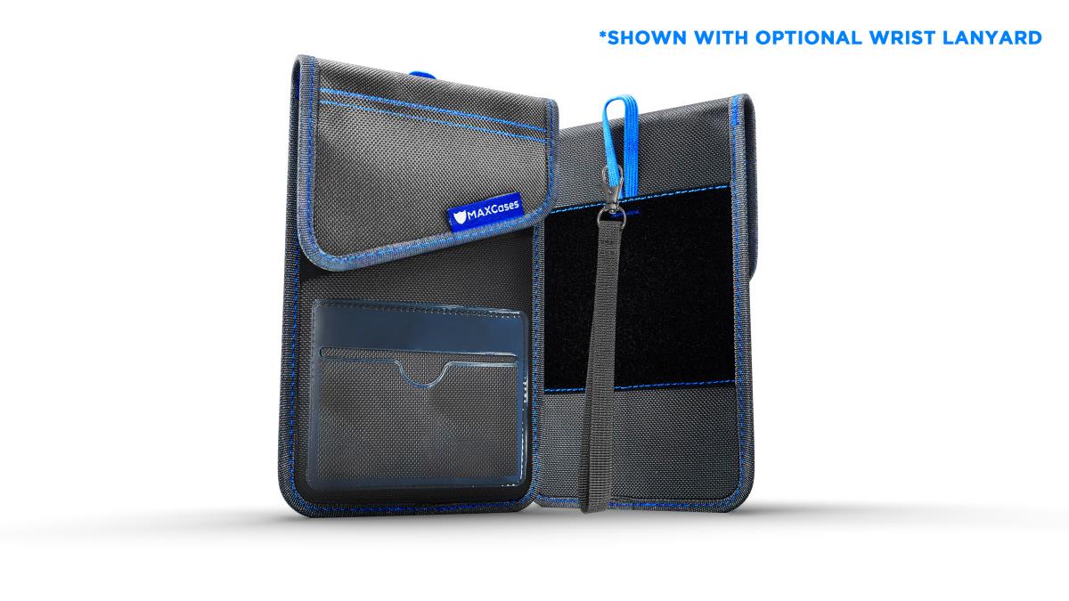 MAX ShieldBloc Phone Pouch with RF Blocking ID Pocket and Velcro Closures (Grey) thumbnail