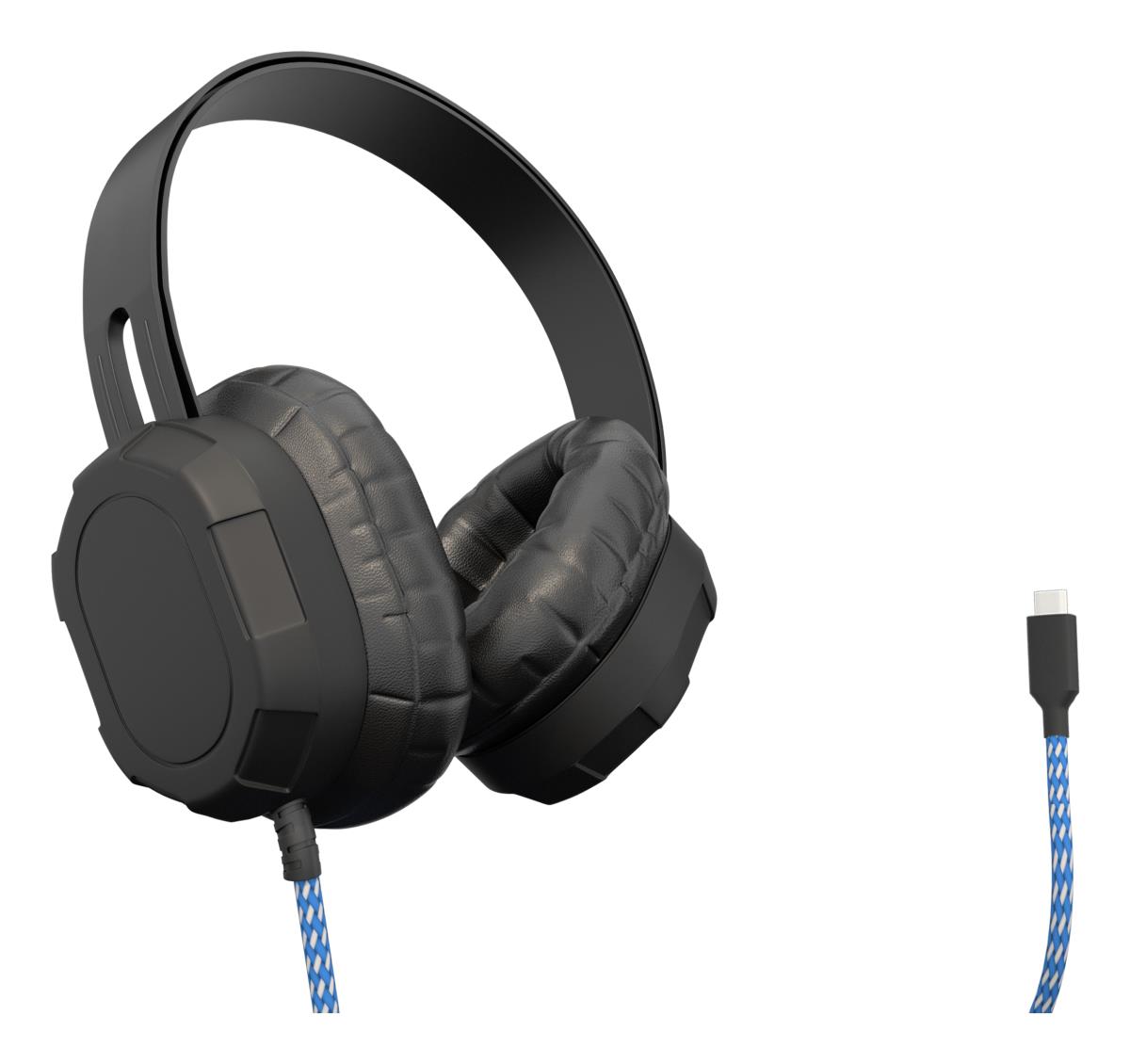 Extreme Headset withbraided cable inline volume control and built-in microphone with USB-C connector (Black) thumbnail