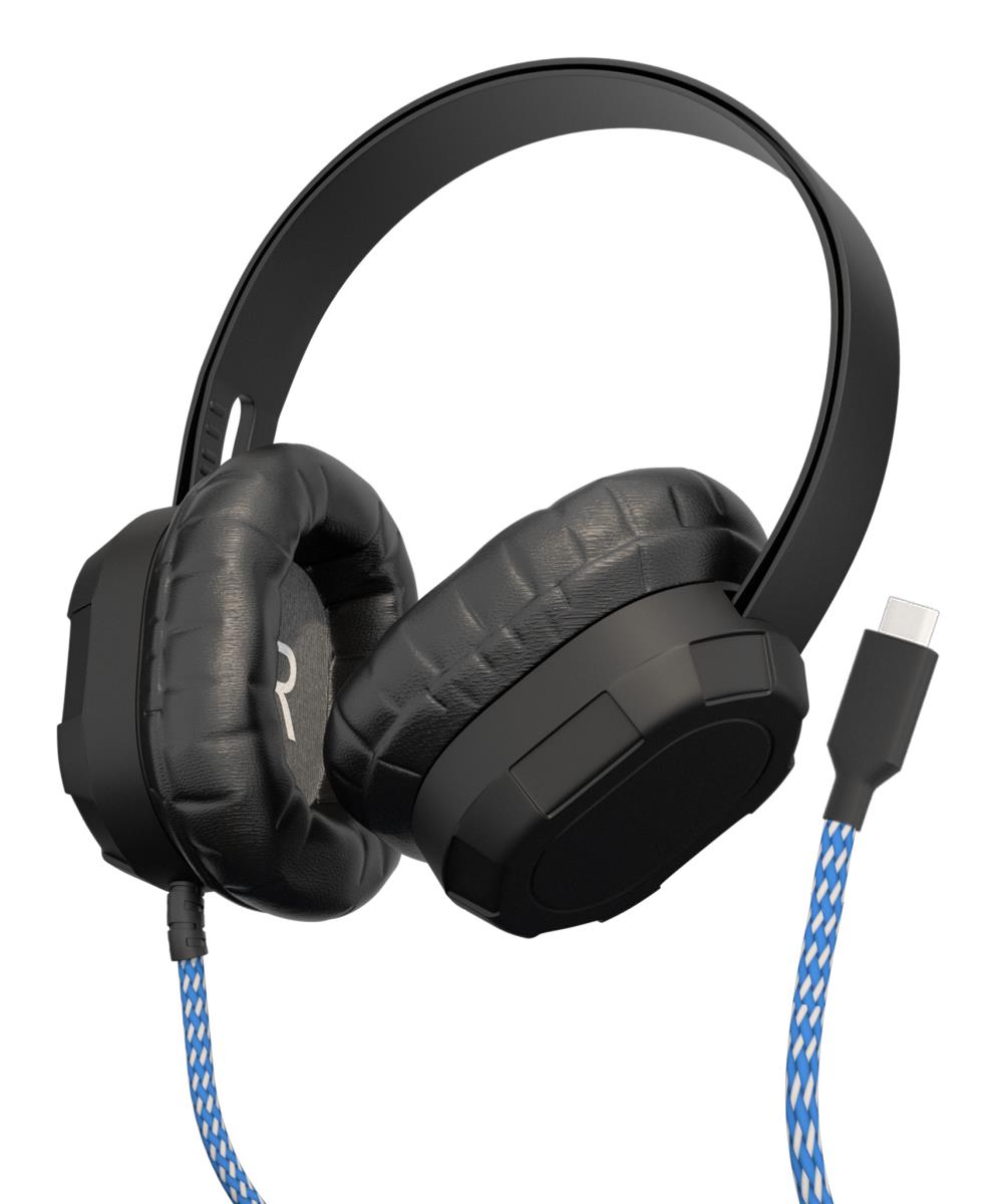 Extreme Headset withbraided cable inline volume control and built-in microphone with USB-C connector (Black) thumbnail
