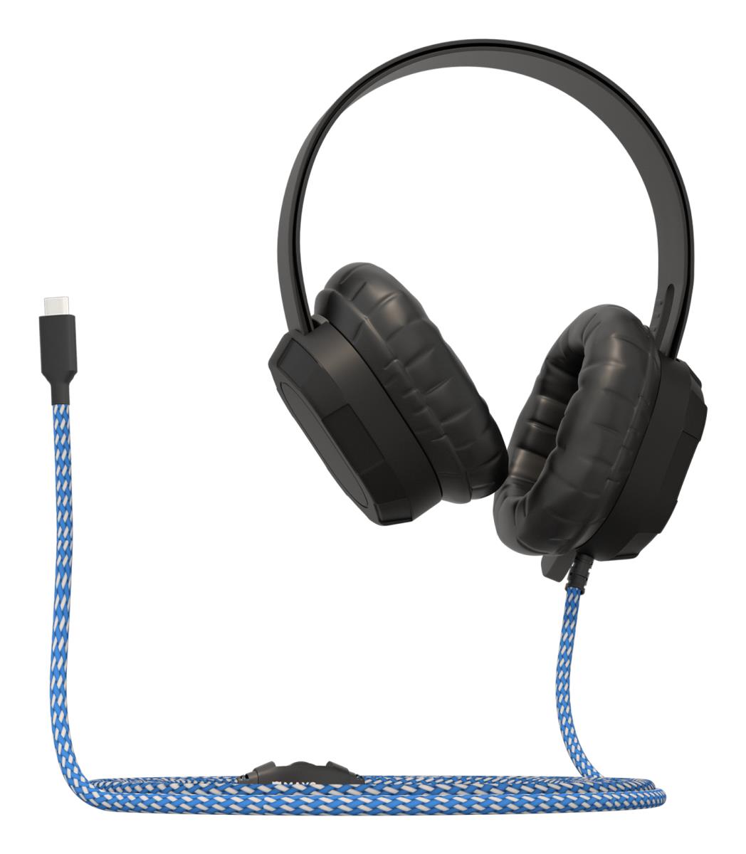Extreme Headset withbraided cable inline volume control and built-in microphone with USB-C connector (Black) thumbnail