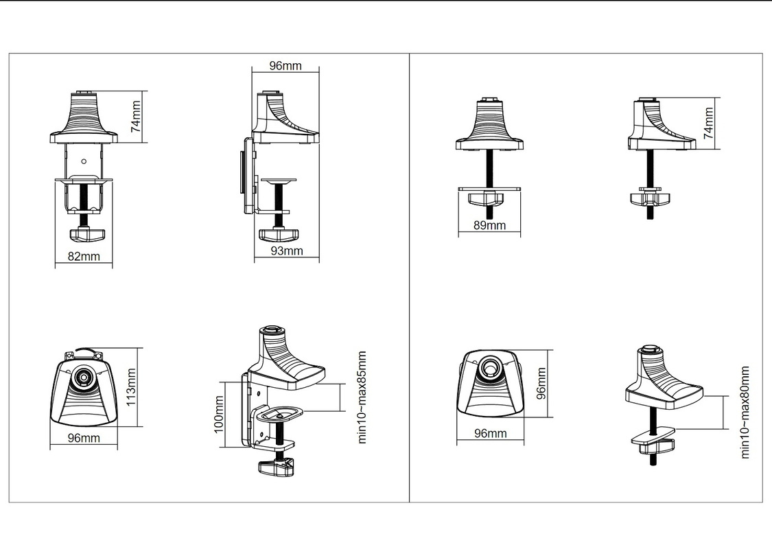 M Deskmount Gas Spring Single Silver thumbnail