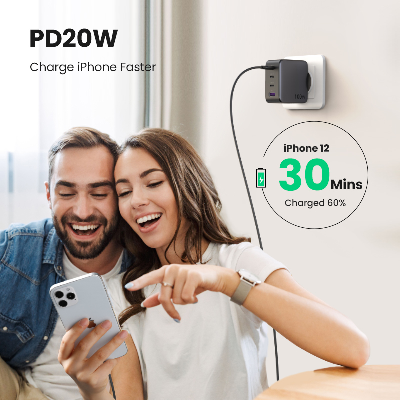 EU Product - GaN Fast Charger 100W, 3xUSB-C, 1xUSB-A thumbnail
