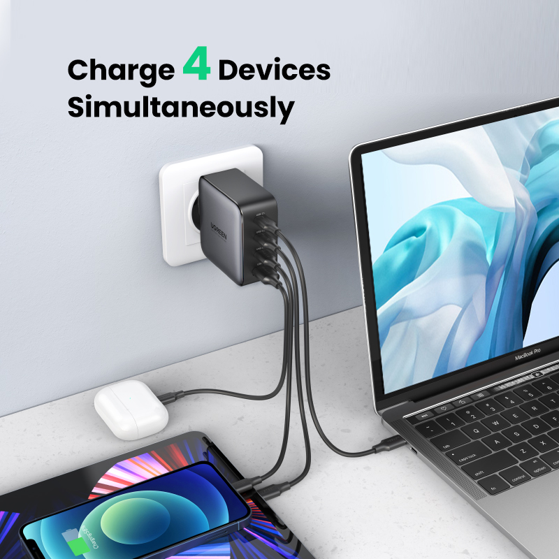 EU Product - GaN Fast Charger 100W, 3xUSB-C, 1xUSB-A thumbnail