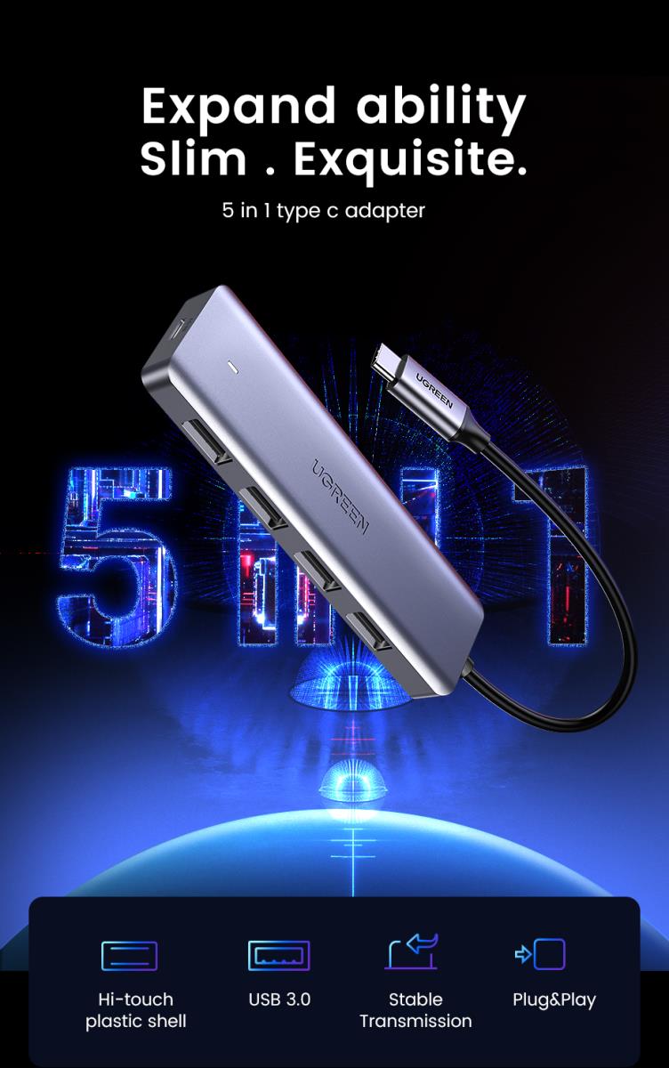 REVODOK USB-C 4-PORT USB 3.0 HUB thumbnail