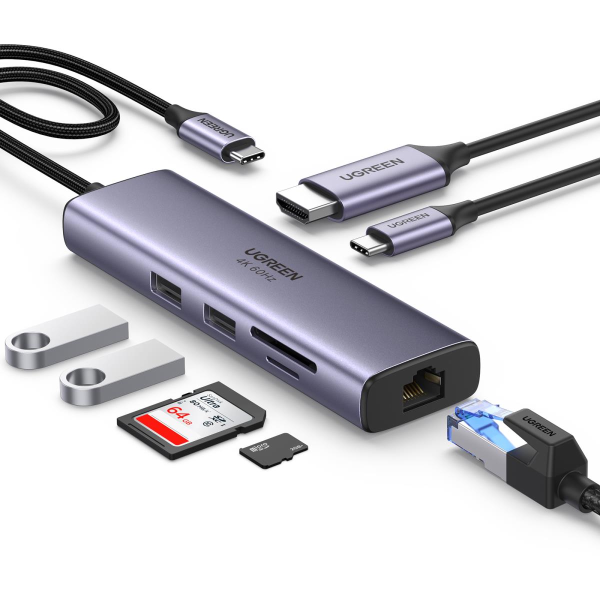 EU Product - 7-in-1 USB-C Adapter to USB-A/HDMI/SD/TF/PD/Ethernet RJ45 thumbnail