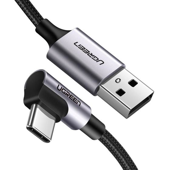 EU Product - USB-A to angled USB-C Cable, 1m - Space Gray thumbnail