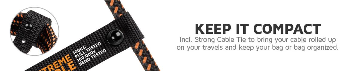 Xtreme Cable - USB-c - Micro - 1.5m - Black / Orange thumbnail