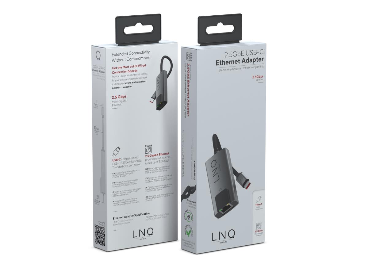 Xtorm byELEMENTS LQ48023 - 2.5Gbe USB-C Ethernet Adapter - USB 3.2 Gen 1 (3.1 Gen 1) Type-C - Black thumbnail
