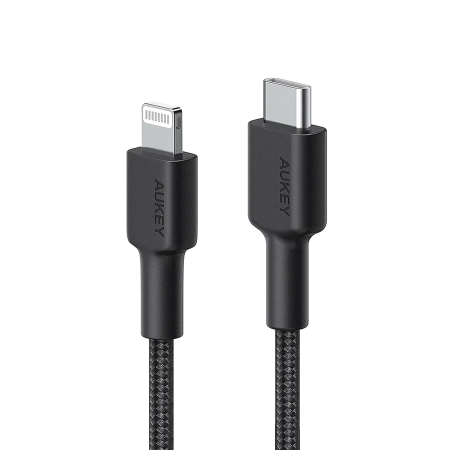 AUKEY CB-CL03 Black nylonowy kabel Lightning-USB C USB Power Delivery USB-PD 2m certyfikat MFi Apple thumbnail