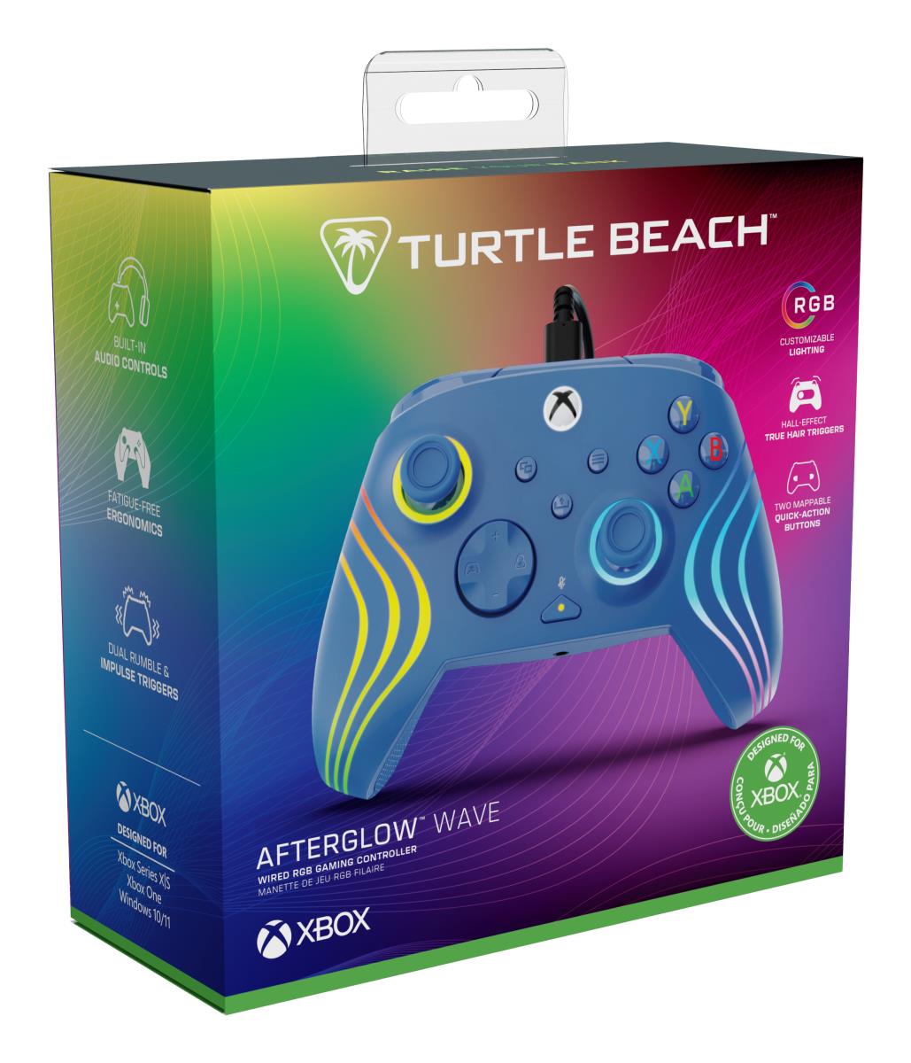 Turtle Beach Afterglow Wave Blue Wired RGB Gaming Controller with Mappable Buttons, Hall-Effect Hair thumbnail