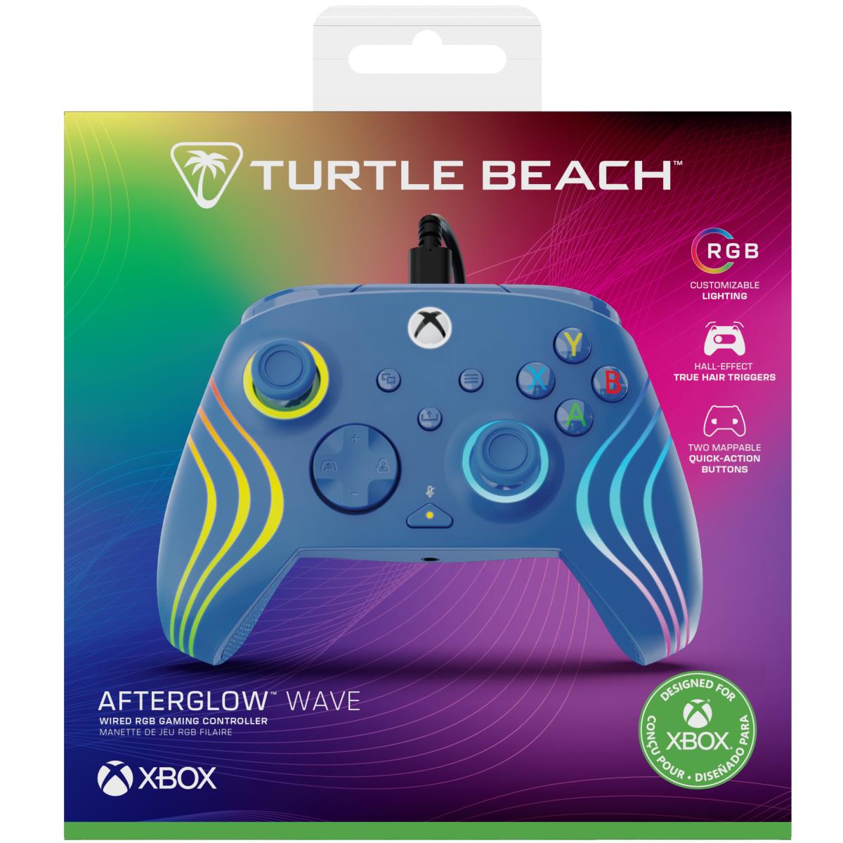 Turtle Beach Afterglow Wave Blue Wired RGB Gaming Controller with Mappable Buttons, Hall-Effect Hair thumbnail