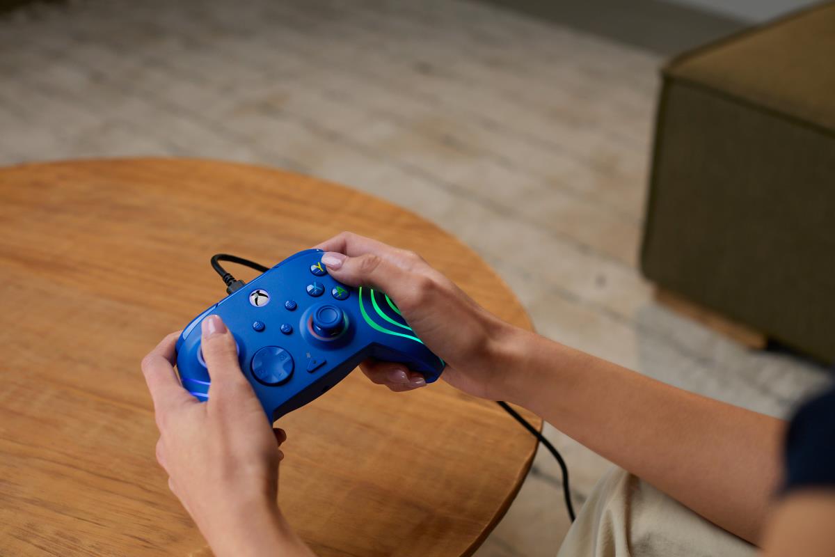 Turtle Beach Afterglow Wave Blue Wired RGB Gaming Controller with Mappable Buttons, Hall-Effect Hair thumbnail