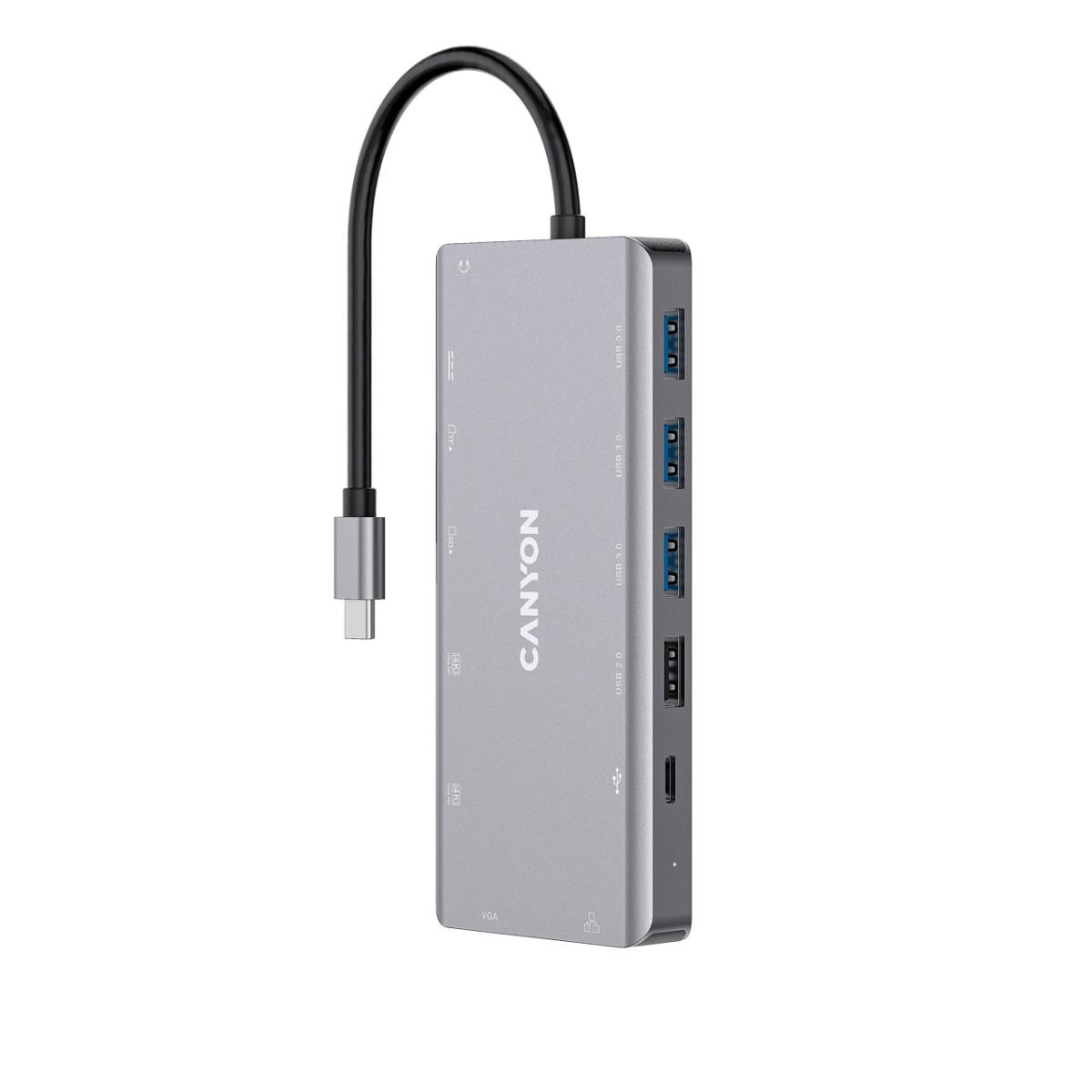 13 in 1 USB C hub with 2*HDMI 3*USB 3.0 Dark Grey thumbnail