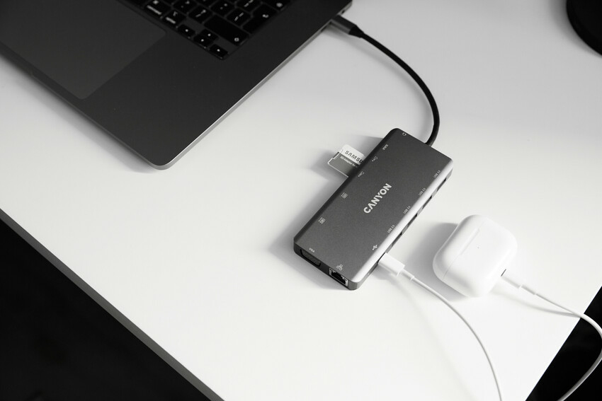 13 in 1 USB C hub with 2*HDMI 3*USB 3.0 Dark Grey thumbnail
