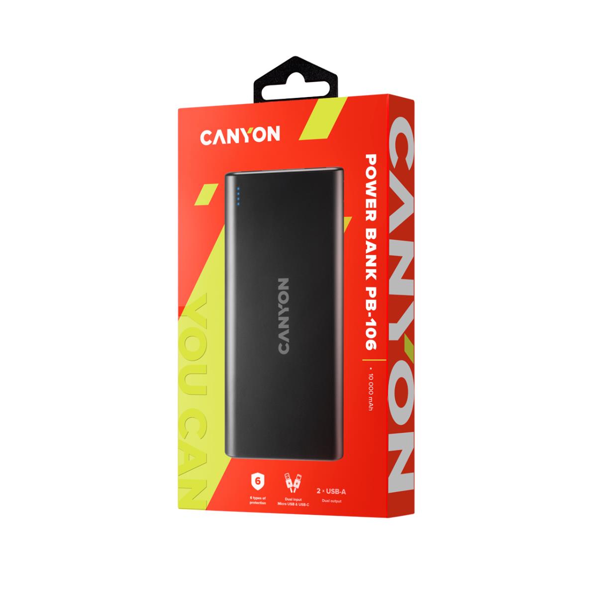 Micro-USB/USB-C power bank 10000 mAh Black thumbnail