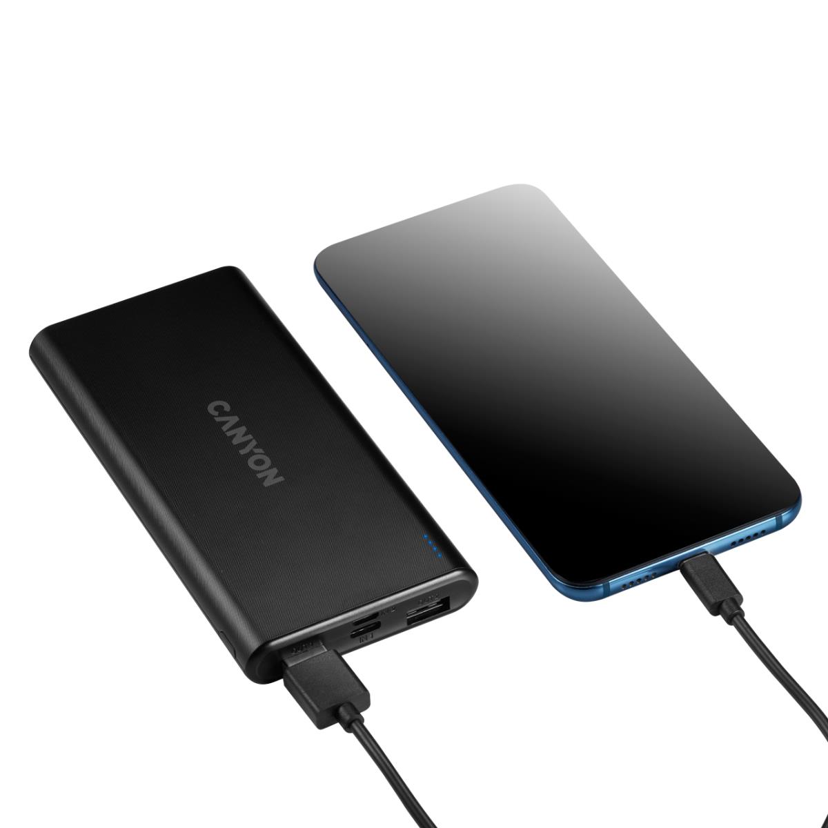 Micro-USB/USB-C power bank 10000 mAh Black thumbnail