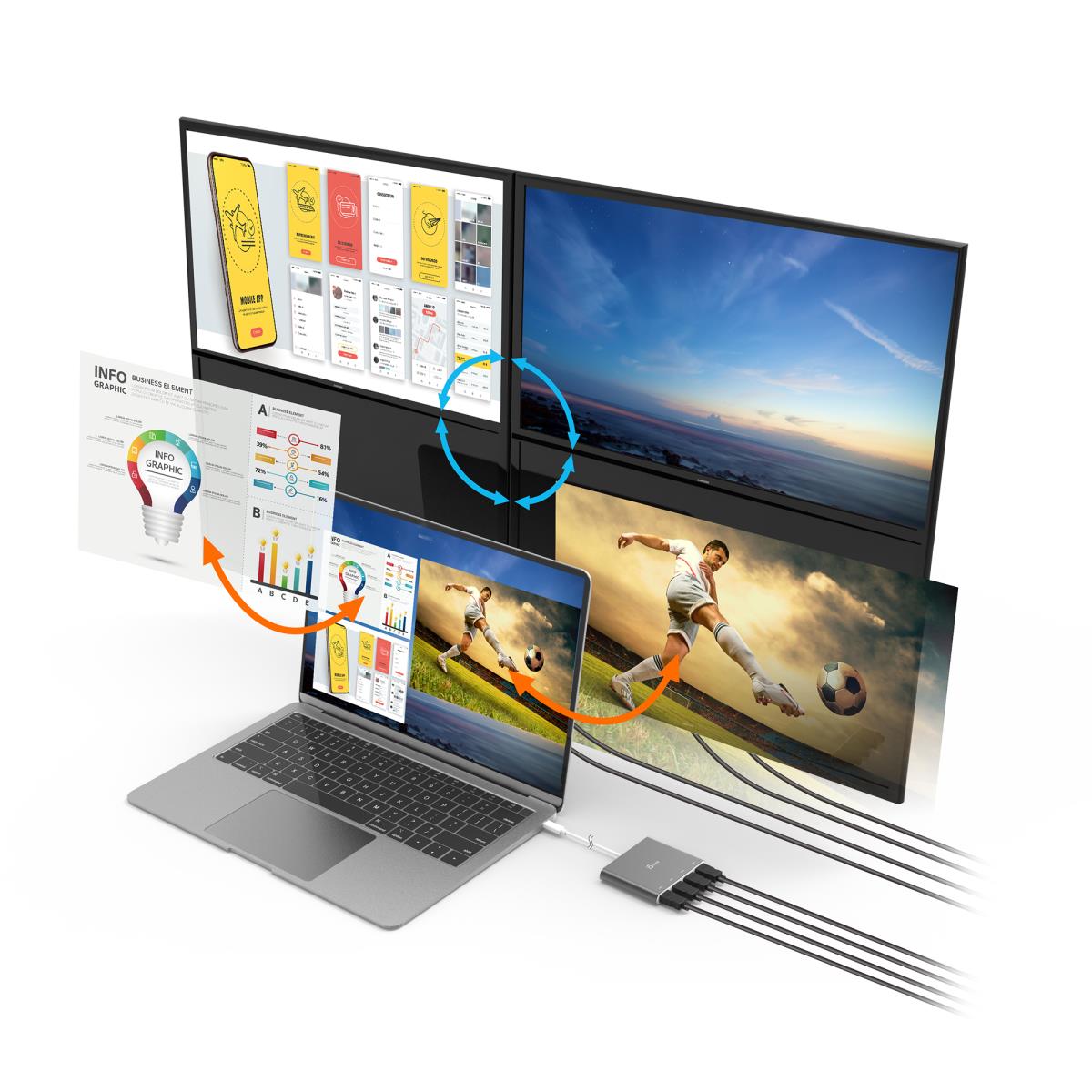 USB-C TO 4 PORT HDMI ADAPTER thumbnail