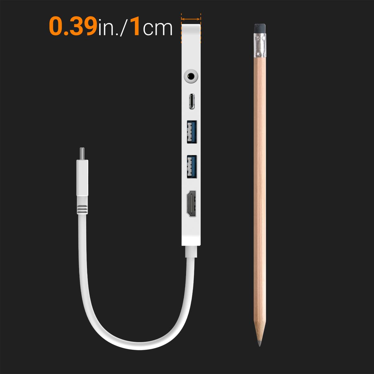 USB-C Lightweight Multi Adapter - 2x USB Type-a 1x USB-c 1x SD 1x microsd 1x Hdmi 1x 3.5 Combo With Power Delivery - White thumbnail