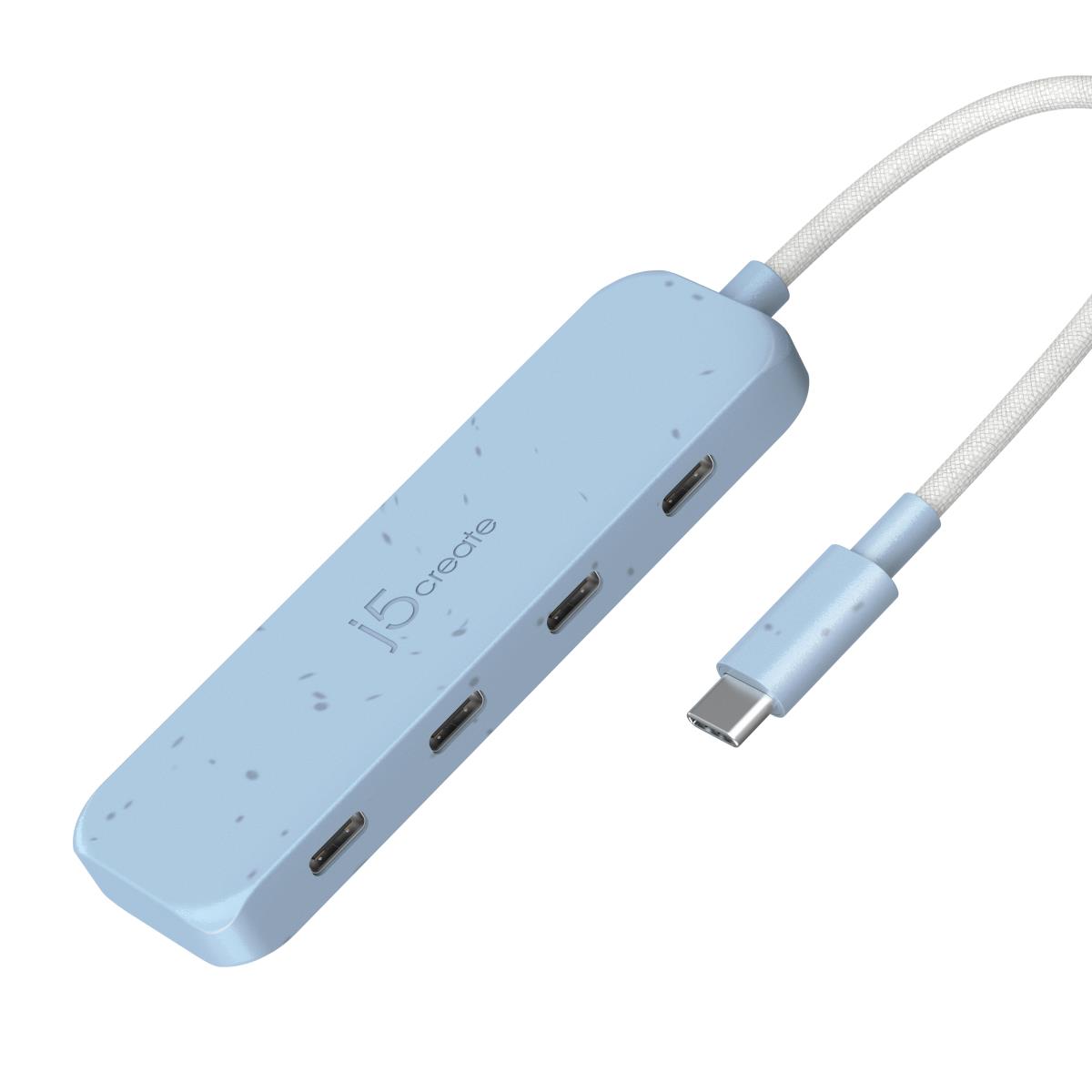 USB-c Hub - USB-c To 4x USB Type-c Gen 2 Hub - Cyan thumbnail