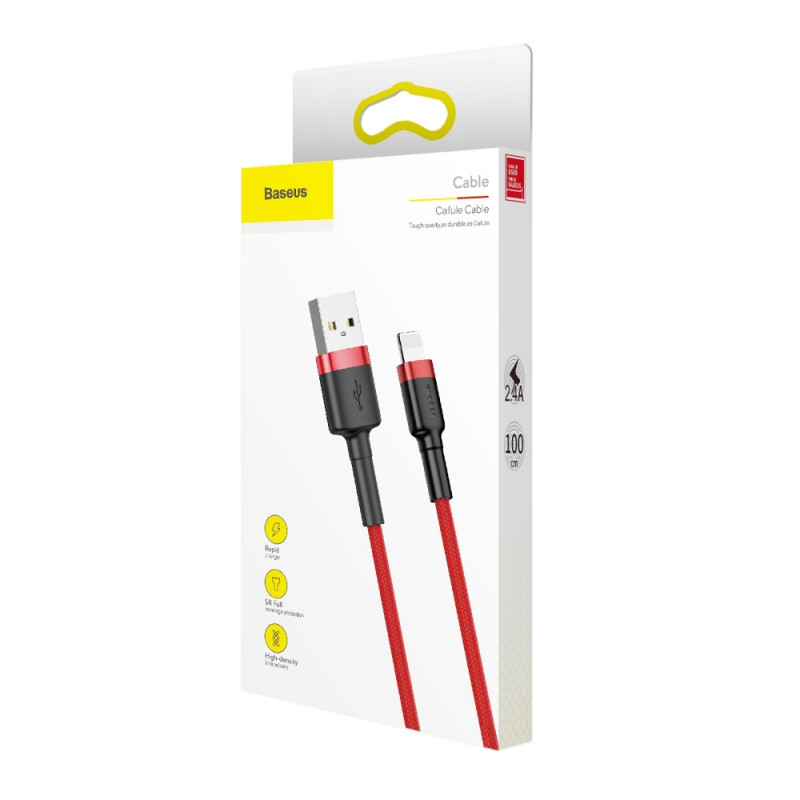 EU Product - Kevlar USB cable with Lightning 2A 1 m - Grey/Red thumbnail