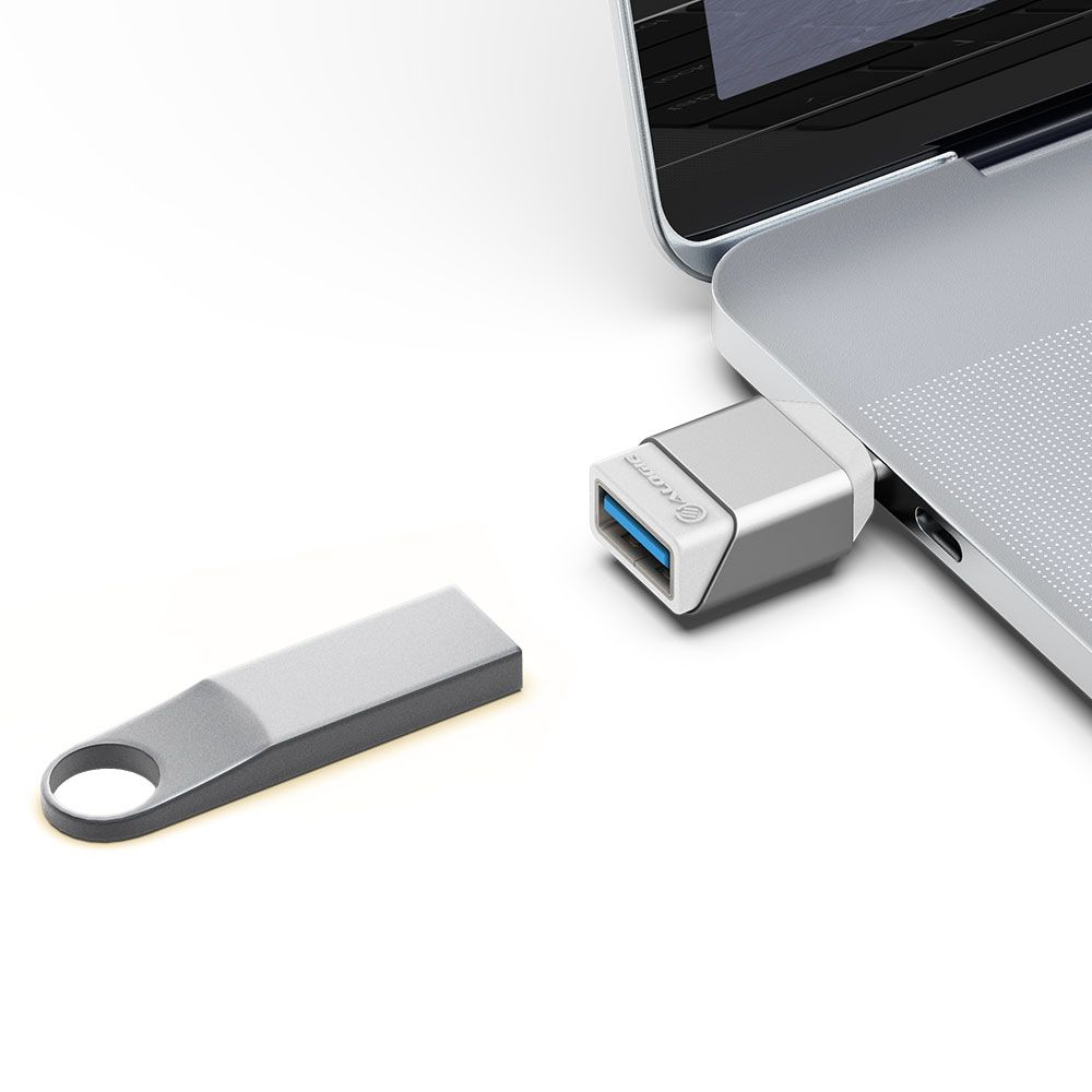 Ultra Mini USB-C to USB-A Adapter - Silver thumbnail