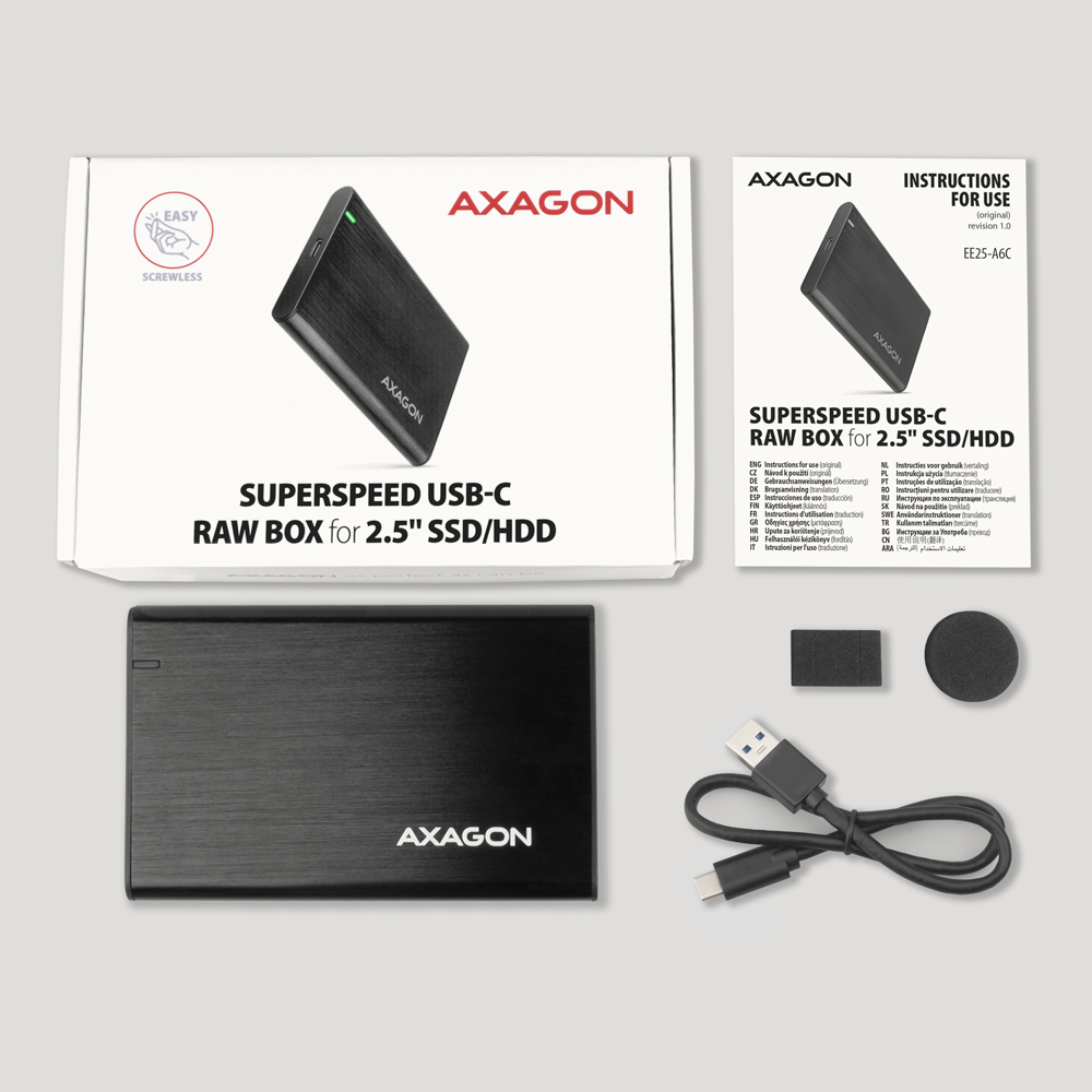 EU Product - EE25-A6C Speicherlaufwerksgehuse HDD SSD-Gehuse Schwarz 2.5