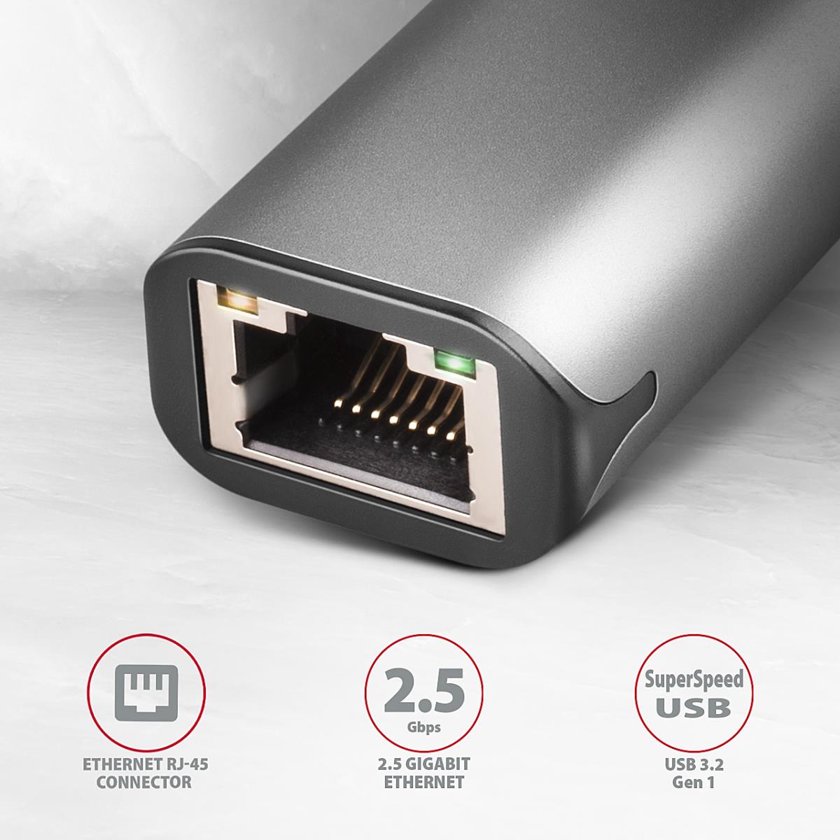 SuperSpeed ADE-25RC 2.5Gigabit Ethernet Adapter for Notebook, Desktop, Ultrabook - 2.5GBase-T, 10Base-T, 100Base-TX, 100Base-T thumbnail