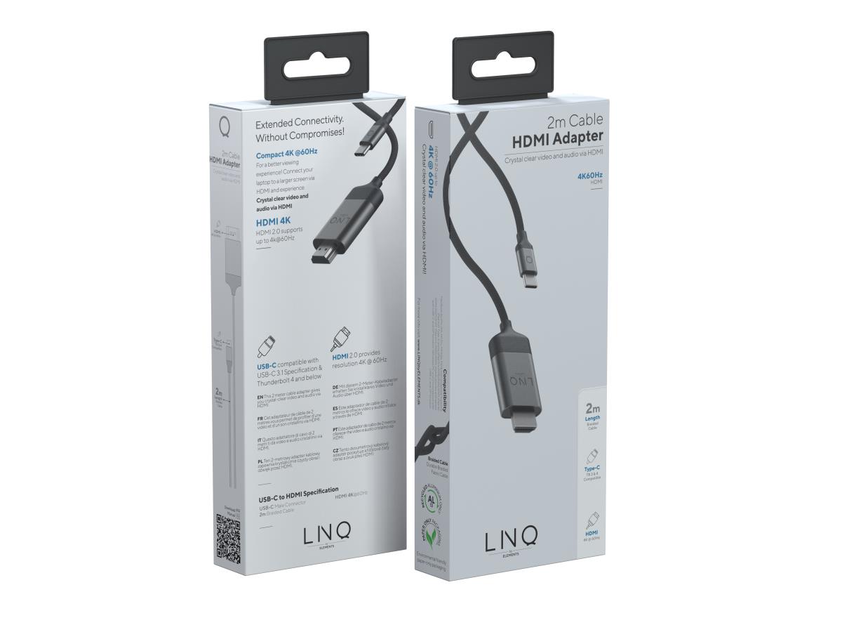 EU Product - LINQ byELEMENTS LQ48017 - 4K HDMI Adapter 2m Cable HDR thumbnail
