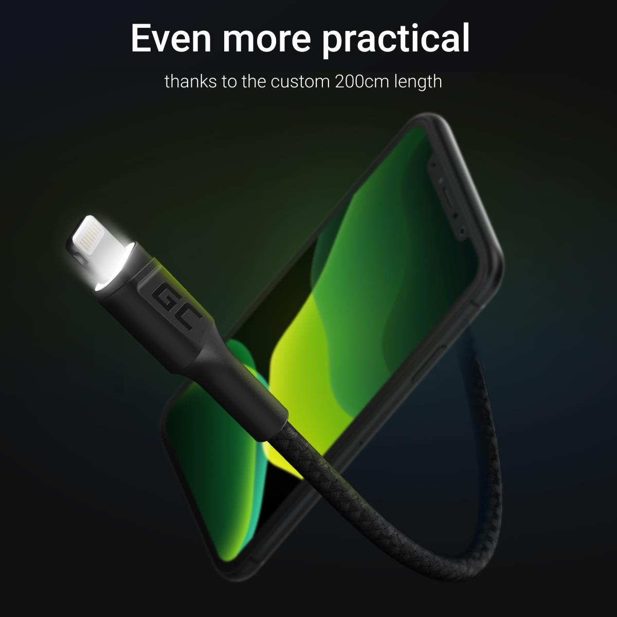 EU Product - Cable Ray USB-A - Lightning White LED 2m, fast charging Apple 2.4A thumbnail