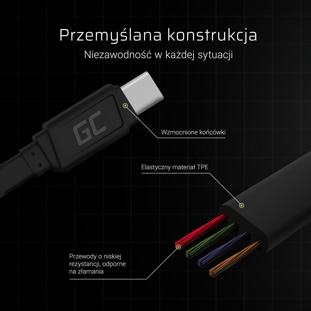 EU Product - Flat Cable USB-A to USB-C, 25 cm, fast charging thumbnail