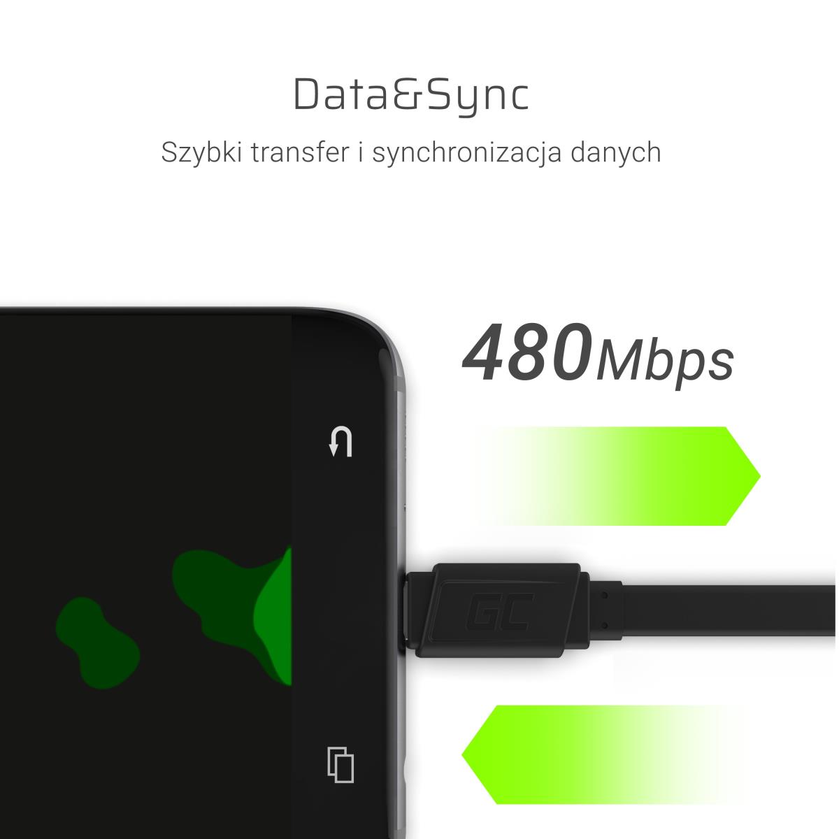 EU Product - Flat Cable USB-A to USB-C, 25 cm, fast charging thumbnail