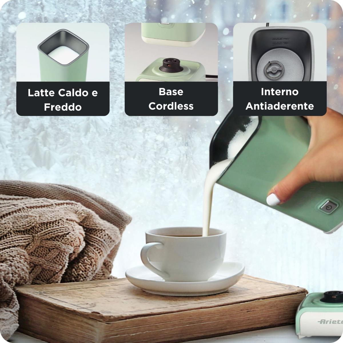 Ariete 2878 Handheld milk frother Beige, Green thumbnail