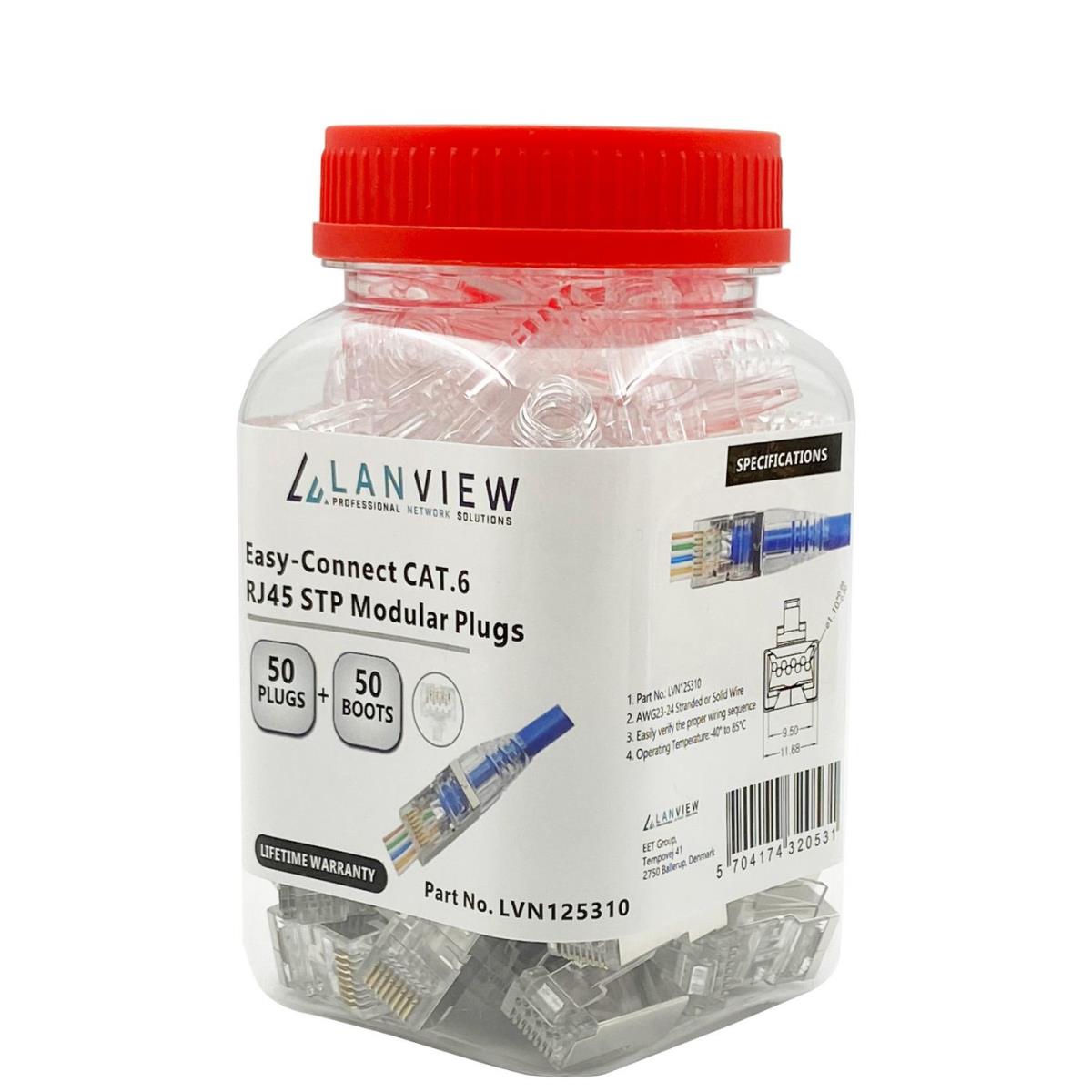 RJ45 STP plug Cat6 for  AWG23-24 stranded/solid  conductor Easy-Connect 50 pcs box thumbnail