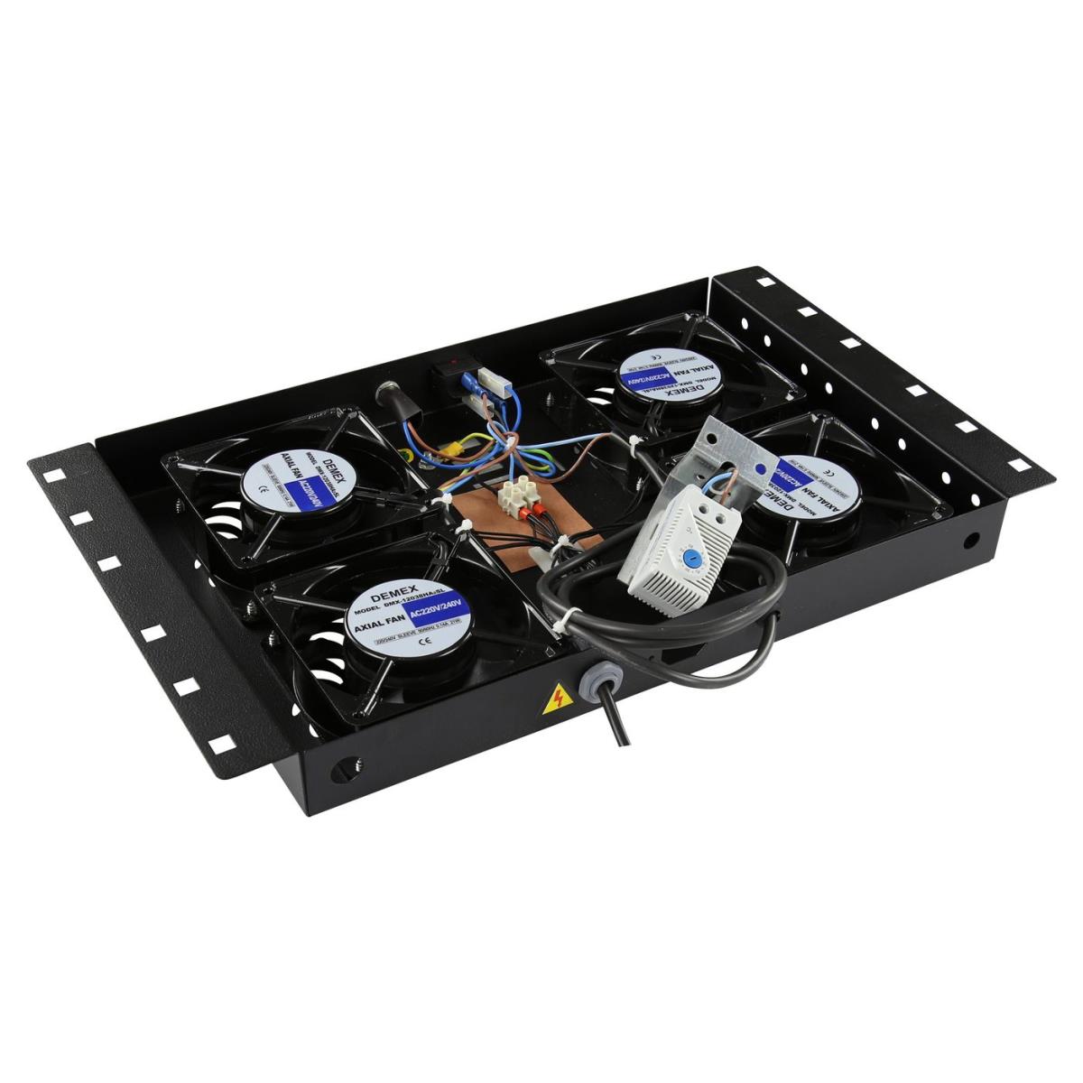 4 FANS, ANALOG THERMOSTAT  CONTROLLED FAN MODULE BLACK  UK plug thumbnail