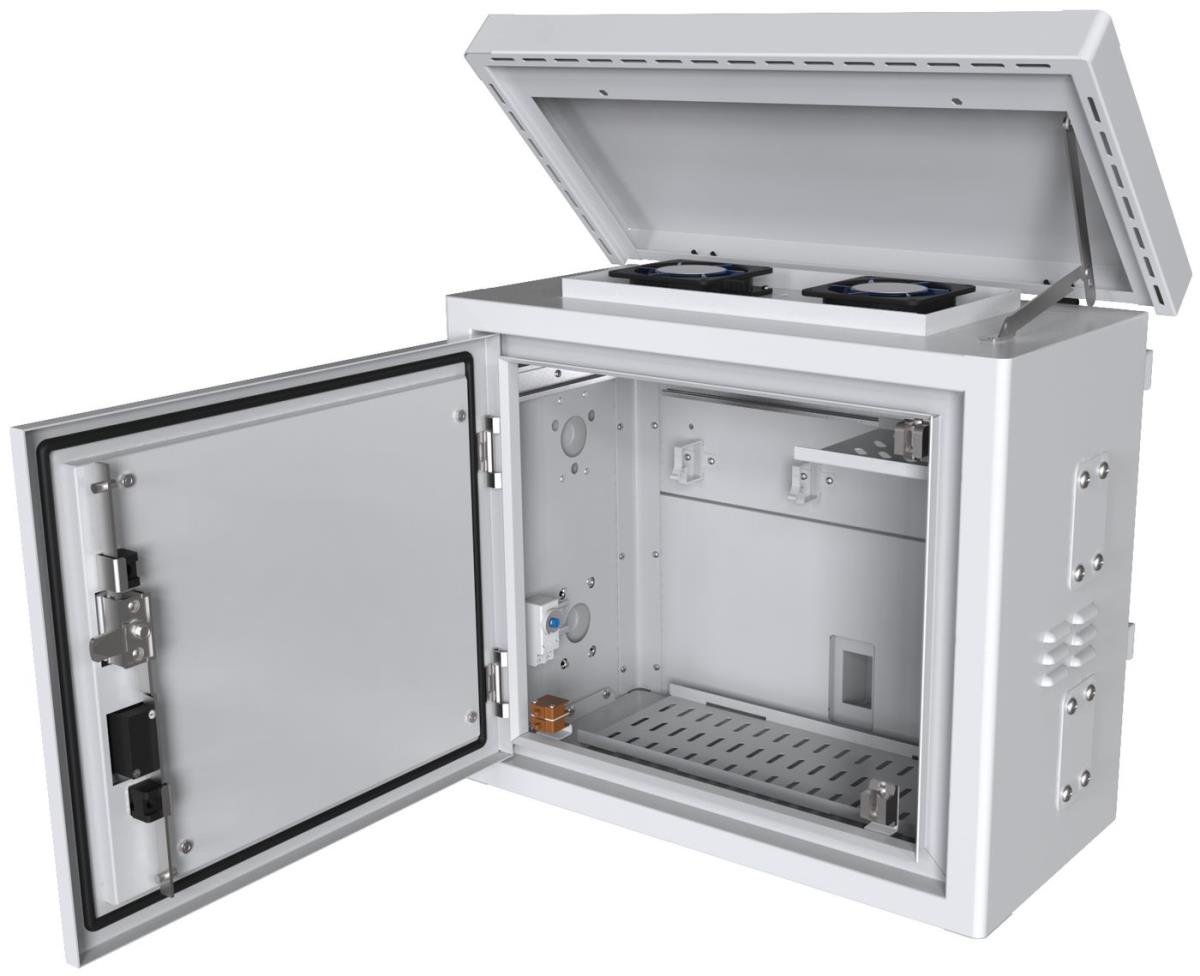 Midi Radius Pole Mounted CCTV  Cabinet For 4 cameras 600 x  300 x 550mm - White thumbnail
