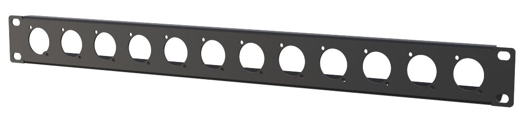1U rack panel with 12 holes  for universal D Size XLR  sockets thumbnail