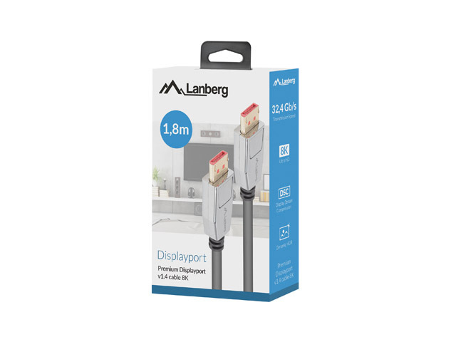EU Product - Displayport M/M 20 PIN V1.4 Kabel 1,8m 8K 60Hz sw thumbnail