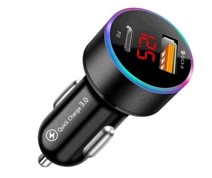 C12 Qualcomm Dual Port Car Charger Type C & USB thumbnail