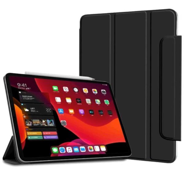 Apple iPad Pro 12.9 5th Gen 2021 Smart Stand Cover with Pencil Holder V2 - Black thumbnail