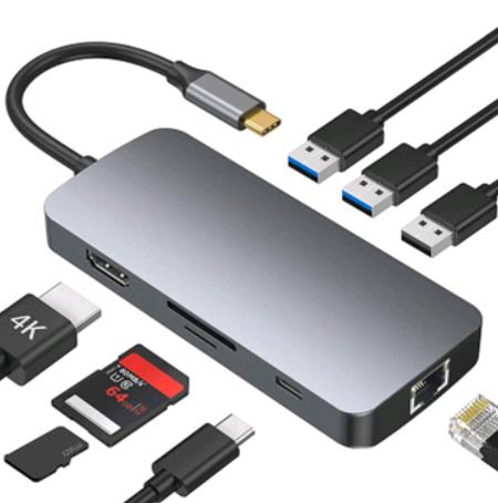H44 Type C 8 Port Adapter - Silver thumbnail
