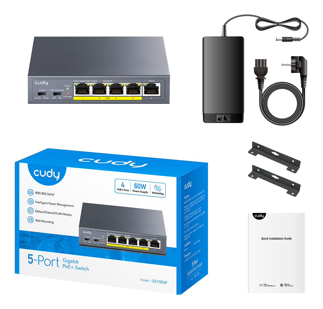 EU Product - GSwitch 5P GS1005P PoE+ - Switch - Switch - 1 Gbps thumbnail