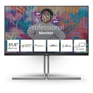 U32U3CV AOC 31.5 INCH 4K Nano IPS Calman Ready 96W USB C HDMI DVI HA