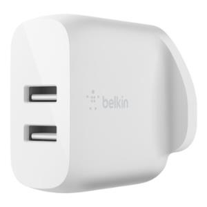 WCB002MYWH BELKIN DUAL USB-A WALL CHARGER 12W WHT