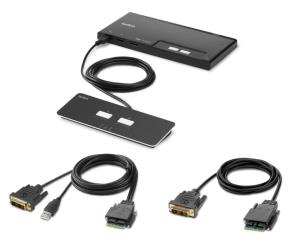 F1DN102MOD-DD-4 BELKIN 2-Port Single Head DVI Modular Secure KVM Switch PP4.0 W/Remote - cables incl.