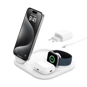 WIZ029vfWH BELKIN Wireless BOOST CHARGE Qi2 3-in-1 Ladest. 15W wei