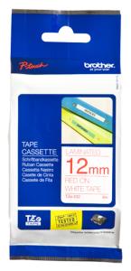 TZE232 Red on White 8M x 12mm Gloss Tape thumbnail