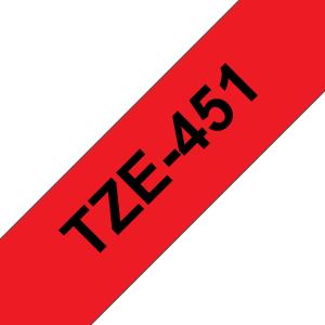 TZE451 Black on Red 8M x 24mm Gloss Tape thumbnail