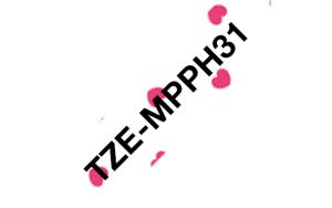 TZEMPPH31 BROTHER TZE TPE 12MM BLK/PINK HEARTS